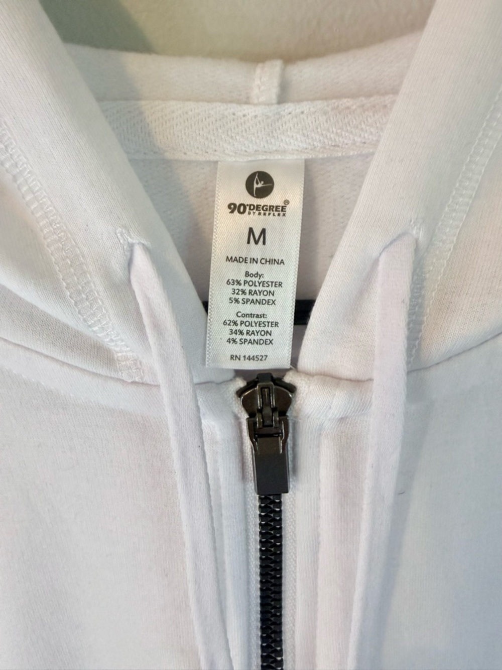 90 Degree By Reflex White Full-Zip Hoodie with Hood - Picture 4 of 5